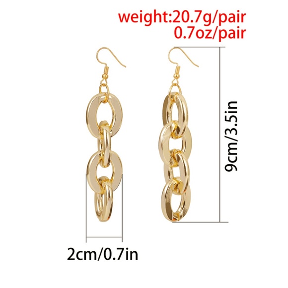 Unique Design//Multi Lock Style Drop Earrings Gold - Picture 4 of 8